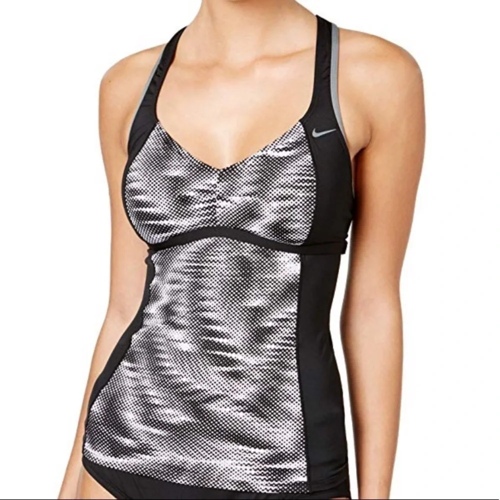 Nike Black Wind Printed Racerback Tankini top